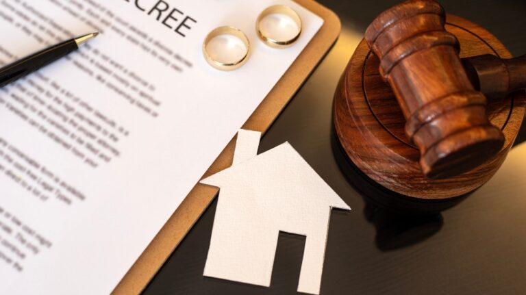 Gavel on divorce papers