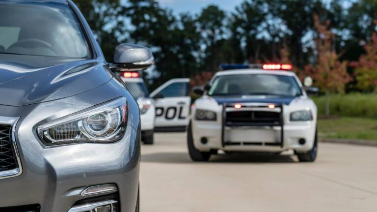 cops pulling over car
