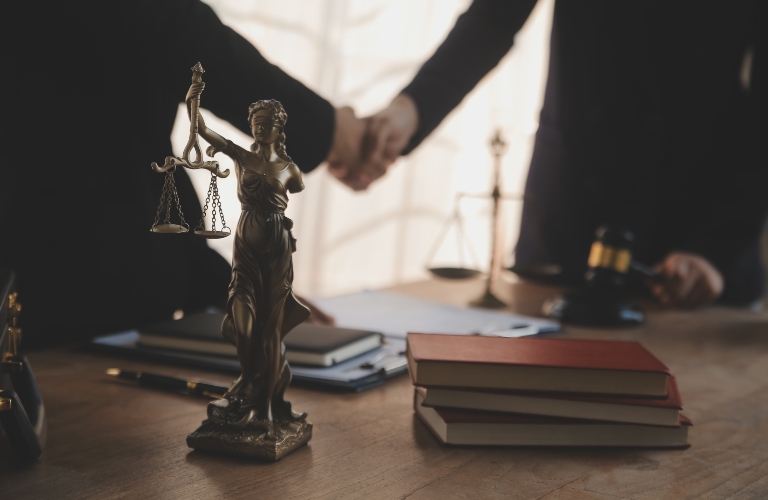 Lawyer shaking hands with a client