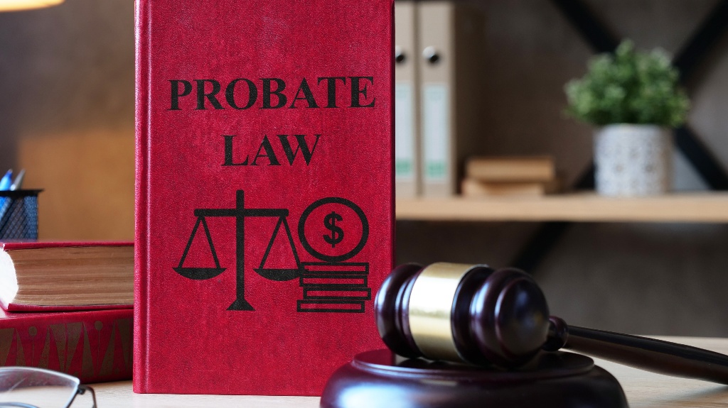 probate law book and judge's gavel