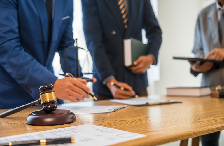 Lawyers are working on client's trial