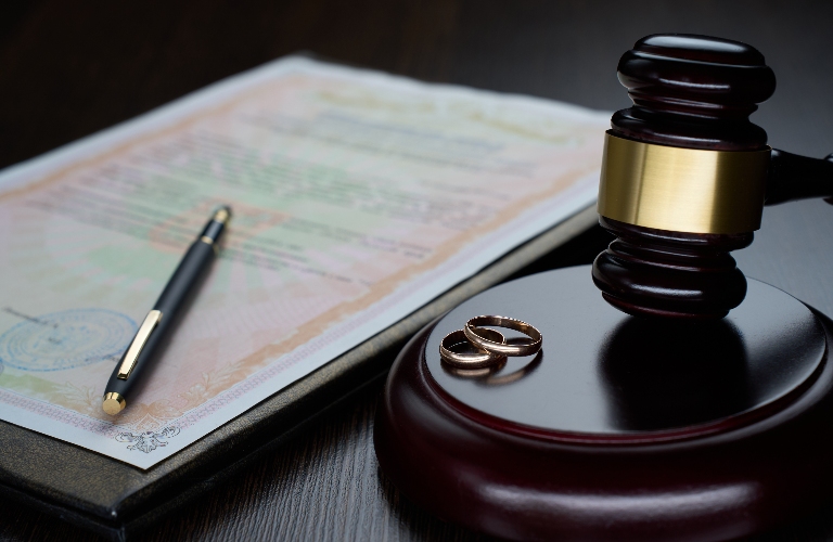 divorce decree and judge's gavel