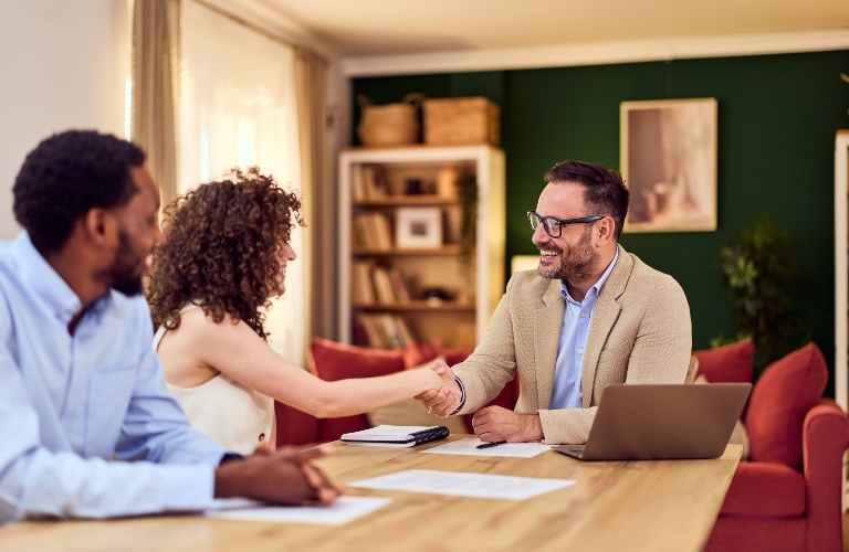 Family couple is consulting with lawyer about estate planning