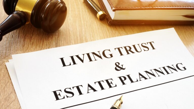 Living trust and Estate Planning document and judge's gavel