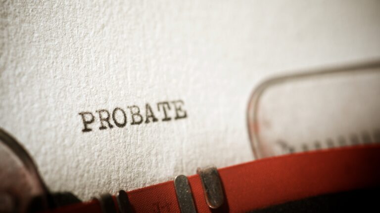 Probate word written with a typewriter