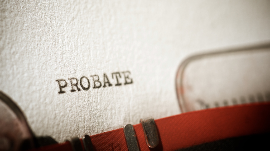 Probate word written with a typewriter